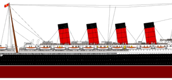 Корабль RMS Lusitania [Ocean Liner] (1907) - чертежи, габариты, рисунки
